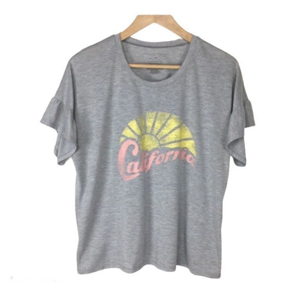 Grayson Threads California Vintage Look Graphic Ruffle Sleeve T-shirt M